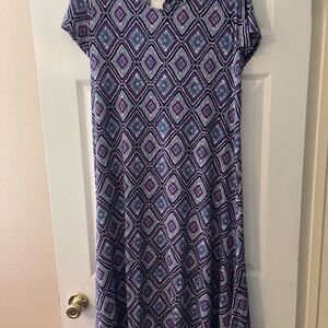 Geometric Patterned Dress in Blue and Purple